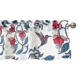 Leeva - Cenefa de cortina estilo granja, cenefa decorativa con estampado de pájaros para cocina, cortinas cortas de lino sintético para filtrar la luz para recámara, 52 x 12 pulgadas, bolsillo para