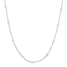 HUARJO Layered Pearl Necklaces for Women 18K Gold Plated Dainty Pearl Choker Necklaces Trendy Jewelry Gifts for Women. (Satellite Pearl-Gold(40+5))