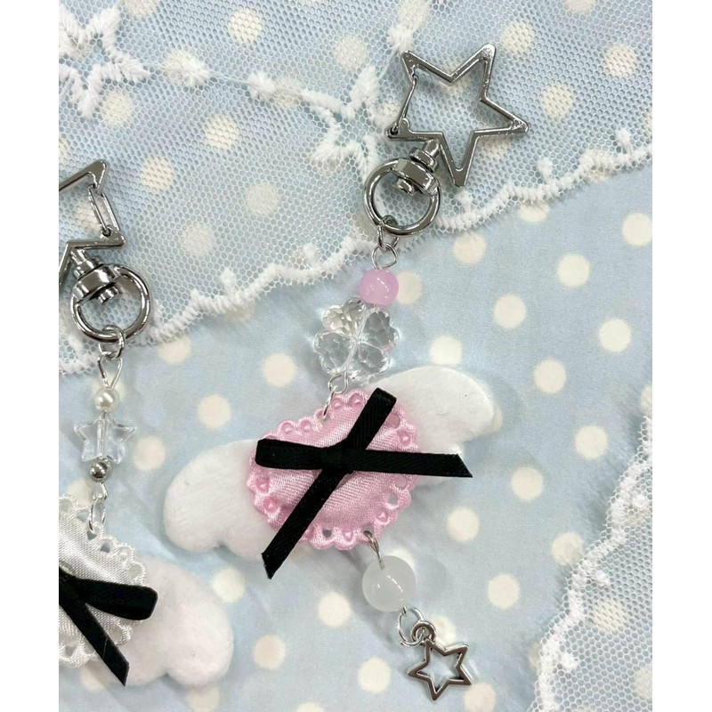 Wigo Ribbon Angel Keychain for Women, Pink