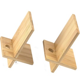 Wvapzwr 2Pcs Bamboo Cell Phone Stand with Charging Hole, Detachable Wood Mobile Phone Holder, Portable Phone Table Stand Desk Organizer for All Smartphone