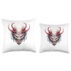 Scary Yokai Oni Mask Japanese Anime Warrior Throw Pillow