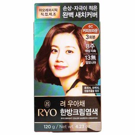 ryo Ryeo Uachae Stylish Gray Hair Cream 6C-Coffee Brown 3 Uses, Basic 1, 1 Pack / 려 우아채 멋내기 새치크림 6C-커피브라운 3회분, 기본1, 1개