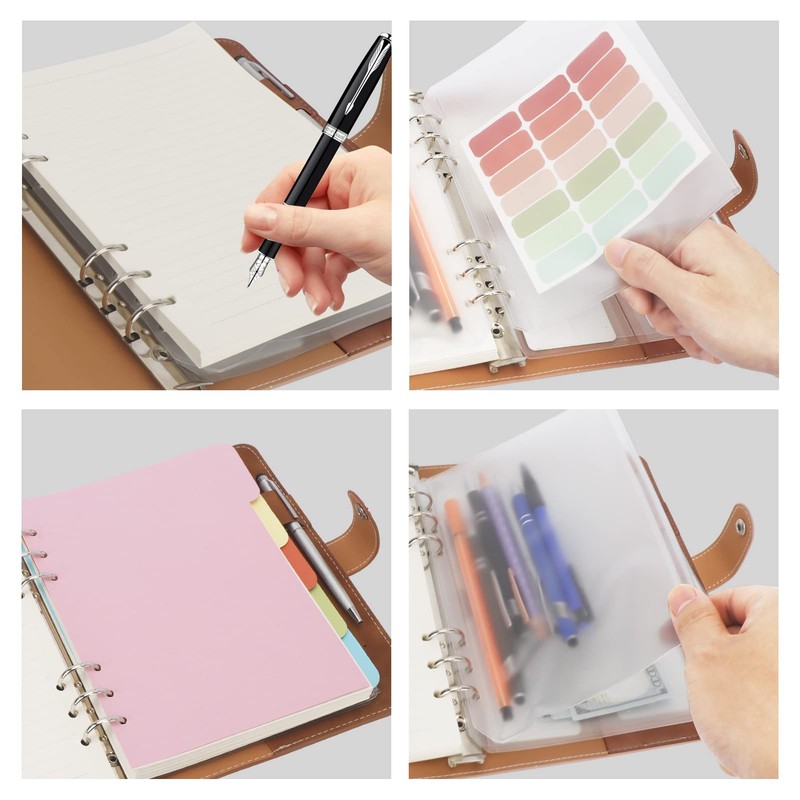 Colacoo Leather A5 Binder Notebook 6 Ring, Refillable Notebook A5
