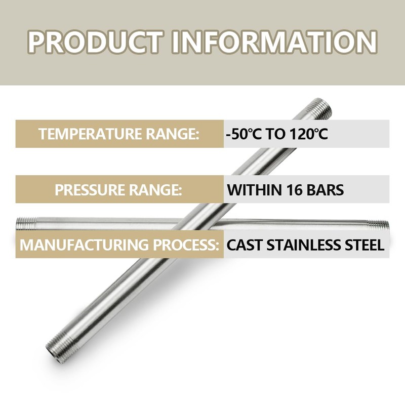 Bwintech 2 pieces 300 mm 1/2 inch male thread ×