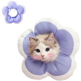 Soft Cat Cone E Collar Adjustable Waterproof Purple Flower Elizabethan Collar Collar Cone for Cats Small Dogs Kitten Puppy After Surgery Prevent Licking (Purple, s)