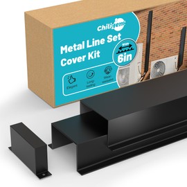 Chiligent Metal Line Set Cover Kit, Heavy Duty HVAC Lines Cover Set for Mini Split & Central Air Conditioner & Heat Pump, 6" x 4" x 6.5ft, Black, 2 PCS