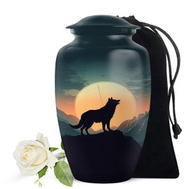 YATSKIA Wolf Urn for Ashes Adult Male - Cremation Urns for Human Ashes - Urn for Ashes for Women - Decorative Urns - Urns for Human Ashes Adult Female, Burial Urns for Adult Human Ashes 10Inch