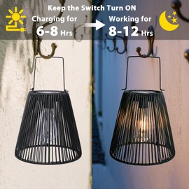 Afirst Solar Lanterns Outdoor, Rattan Hanging Solar Lights Natural Bamboo Waterproof Decorative Lanterns for Yard, Patio, Lawn,Pathway, Landscape, Garden Decor Mother's Day Gifts