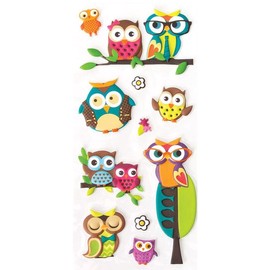 Playhouse Soft Puffy 11-Piece Sticker Sheet for Crafts, Trading & Collecting - Hoot Owls