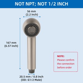 Pull Out Kitchen Faucet Head 2 Function Sink Sprayer Head Replacement, G1/2 or 13/16 Inch Male Connector, NOT UNIVERSAL, Spray Head Faucet Head Kitchen Tap Sprayer Spout, Brushed Nickel