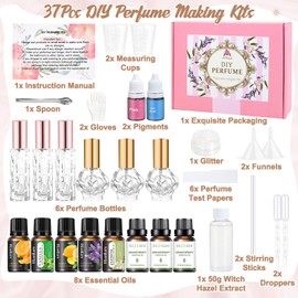 JUYRLE Perfume Making Kit- 37Pcs DIY Perfume Making Kits for Women, Make Your Own Scent with Essential Oil, Bottle, Fragrance Set, Fragrance Birthday Gifts Sets for Women Girls