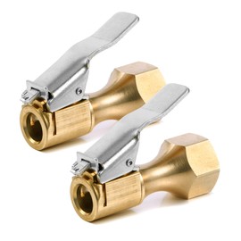 ZHONG AN 2pcs Air Chuck Heavy Duty Open Flow Lock On Brass Tire Chuck with Clip Adapter, 1/4" FNPT Tire Chuck for Tire Inflator Pressure Gauge Compressor Accessories
