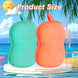 MBAIYO Baby Bath Sponge, 2 Pcs Gourd Shower Cotton Sponge for Softly Bathing Double-Sided Absorbent Loofah Green Orange Reuseable Soft Plantfiber Sponges Hanging Hole Exfoliating Body Women Men