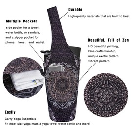 Yoga Mat Bag - Long Tote with Pockets - Holds More Yoga Accessories - Yoga Bag Fit Most Size Mats - Mandala Yoga Mat Carrier
