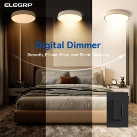 ELEGRP Digital Dimmer Light Switch for 300W Dimmable LED/CFL Lights and 600W Incandescent/Halogen, Single Pole/3-Way LED Slide Dimmer Light Switch, Wall Plate Included, UL Listed, 5 Pack, Matte Black