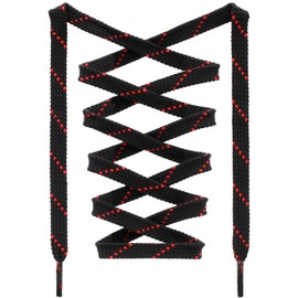 DANHUA Flat Thick Sneakers Shoelaces: 2 Pair 39.37 inch Black Red Twill Point Athletic Shoe Laces