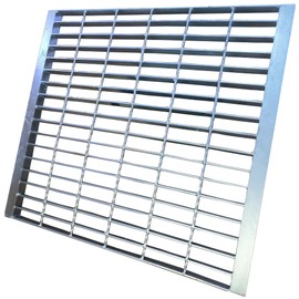 DuuMuut Galvanized Steel Drain Grate with Base, 28x28 Outdoor Drain Cover and Frame, B Class Sewer Grate with Lip, Durable Heavy Duty Channel Grate, Sliver Square Drainage Grate Driveway