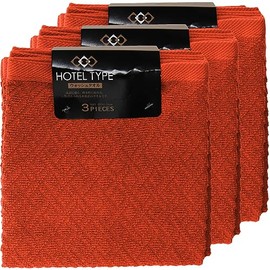 Hayashi WL604907-9P Hand Towels, Set of 9, Set of 9, Approx. 13.4 x 13.8 inches (34 x 35 cm), Hotel Type, Variety Color 2, Red