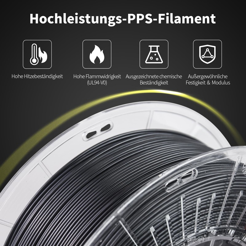YXPOLYER PPS Filament 1kg 1.75mm Heat Resistance to 180°C, Engineering-Grade