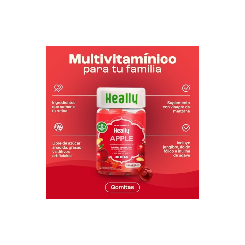Gomitas de Vinagre de Manzana con Jengibre e Inulina HEALLY