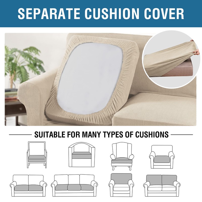 H.VERSAILTEX 3 Piece Stretch Sofa Covers for 2 Cushion Loveseat