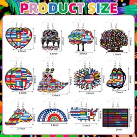 RZJSLSHANHAI 12 Pairs Hispanic Heritage Month Earrings Motivational Ethnic Earrings Wooden Spanish History Month Earrings Hispanic Heritage Month Decorations for Women Jewelry Gift Party Favors