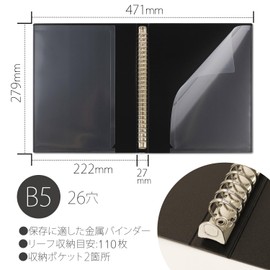 Kyokuto LN41K FOBCOOP Binder, 26 Holes, B5, Black