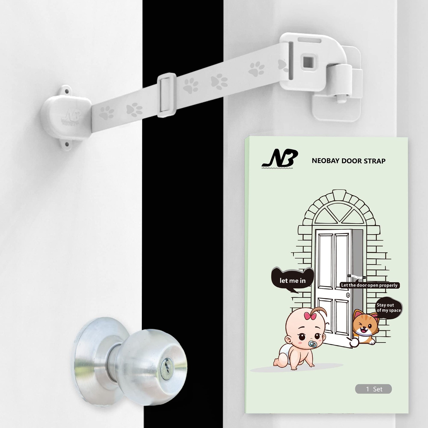 Neobay Magnetic Child Proof Door Lock. No Need for Interior Cat Door ...