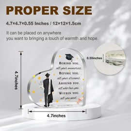 2025 Graduation Gifts for Him, Inspirational Gifts for Son - Behind You Before You Around You Within You, Class Of 2025 Graduation Acrylic Desk Sign for College University Middle High School