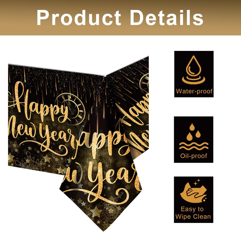 iwiio New Year Table Cloth, Happy New Year Decorations 2025,