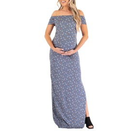 Mother Bee Maternity Short Sleeve Bodycon Dress with Ruched Side Slits for Baby Shower or Casual Wear