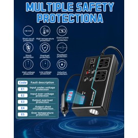 Invtux 200W Power Inverter, 8-in-1 DC 12V to 110V AC Car Plug Adapter Outlets Converter with 30W PD3.0 & 4 USB Ports,Dual AC Outlet and 10A Cigarette Lighter Splitter, Car Charger for Laptop