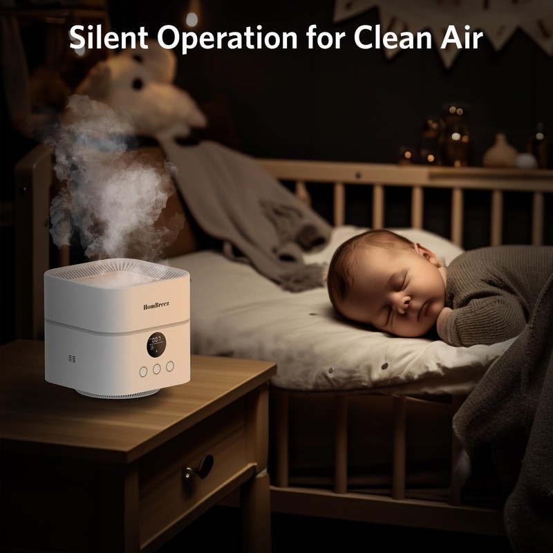 HomBreez Air Purifier and Humidifier Combo for Bedroom, Covers Up