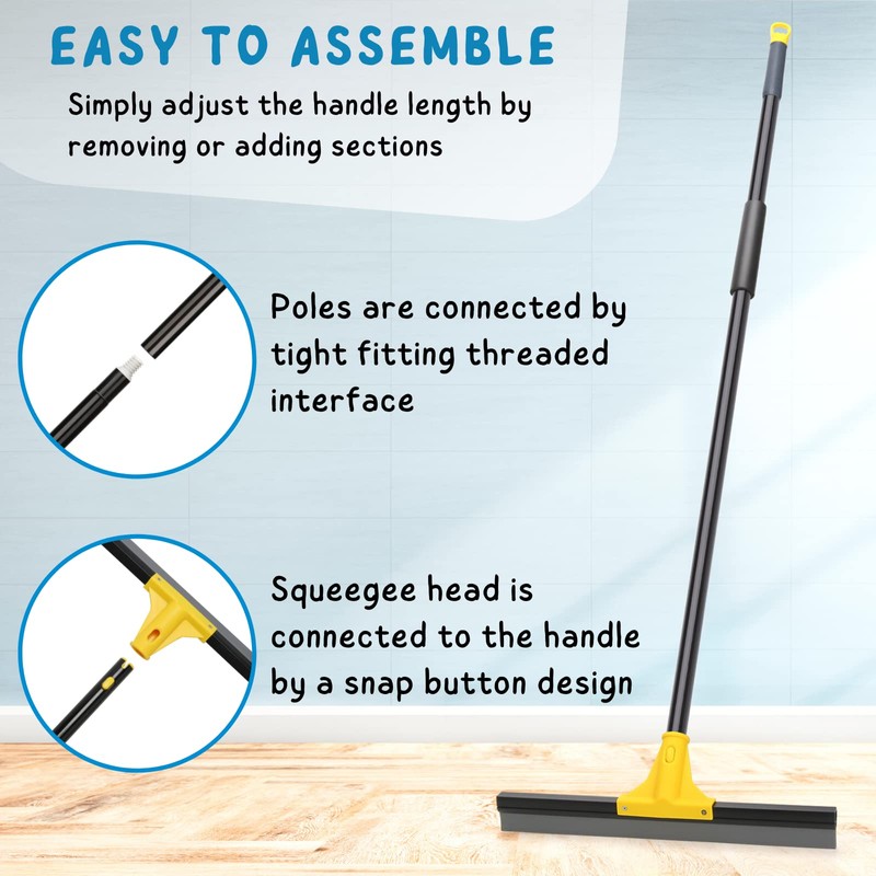 Squeegee Broom for Floor, 18'' Heavy Duty Rubber Wiper with