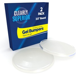 Clearly Superior Large 3.5" Clear Round Bumpers 2 Pack – Self Adhesive Door Stoppers for Walls - Doorknob Protectors - Protects Wall Surface from Doors and Doorknobs