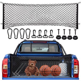 Truck Cargo Net for Pickup Truck Bed, High Elastic Tailgate Net with More Accessories, Truck Bed Cargo Net for Silverdo, Ford, GMC, Jeep, Ram, Trunk Organizers and Storage