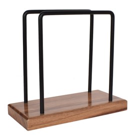 Napkin Holder for Tables, Metal and Wood Napkin Rack, Serviette Holder Black, Vertical Paper Serviette Dispenser, Serviette Holder with Wooden Base, for Kitchen, Restaurant, Cafes