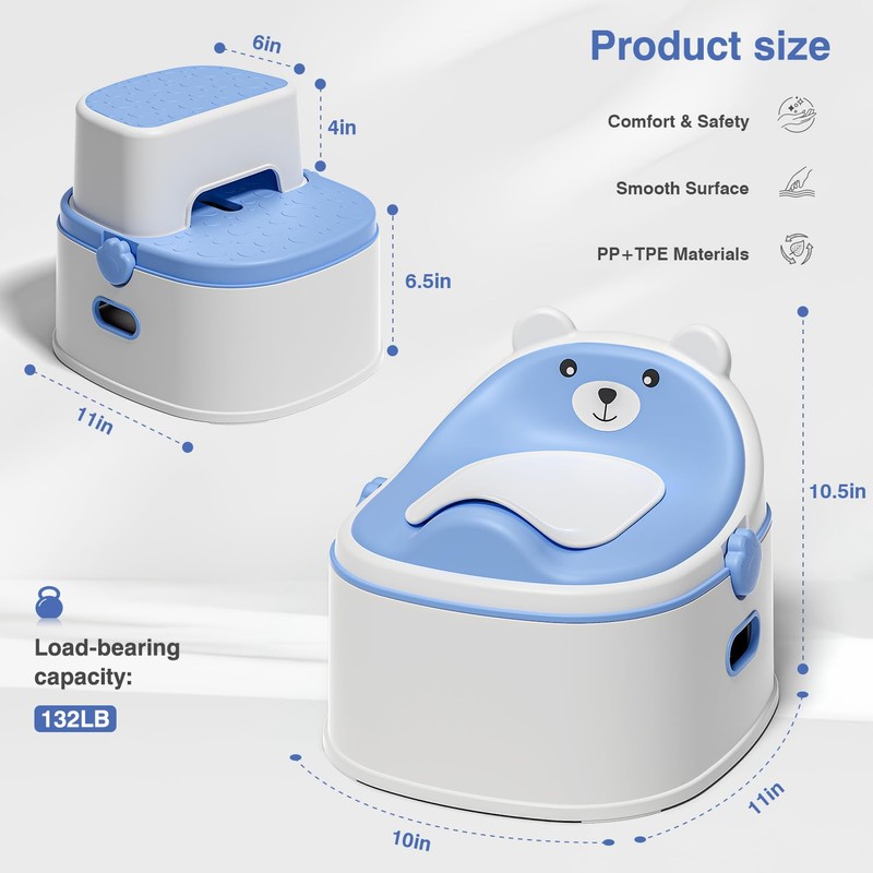 3-in-1 Toddler Potty Training Toilet for Boys & Girls -