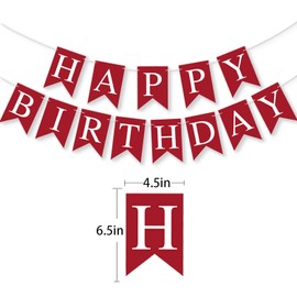 Burgundy Maroon Red Happy Birthday Décor Banners Sign Decorations for Adults Women Men Teen Boys Girls Kids Birthday Party Garland Backdrop Supplies