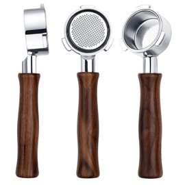 Normcore 51mm 3 Ears Naked Portafilter for DeLonghi Dedica, SMEG EUPA Machines, Bottomless Espresso Portafilter with 18g Basket, Genuine American Walnut Handle