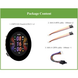 ESP32-S3 with 2.1inch Capacitive Touch Round Display Development Board, 480x480, IPS, 32-bit LX7 Dual-Core Processor, 262K Color, GPIO, UART, I2C Interfaces, etc.