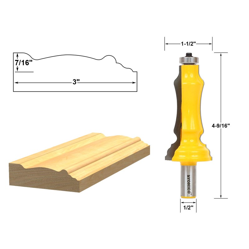 YONICO 16124 3-Inch Door & Window Casing Router Bit 1/2-Inch