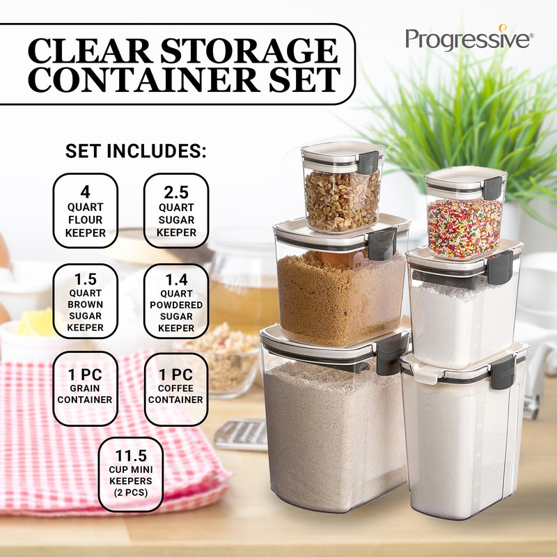 Progressive ProKeeper Baker's Airtight Kitchen Storage Canister Container Set for