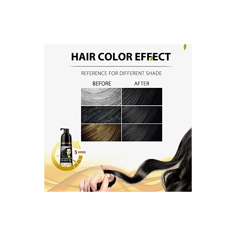 Champú Instantáneo para El Cabello Negro, 3 En 1 Tinte