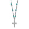 Saris and Things Sterling Silver Rhodium-plated CZ Cross & Synthetic