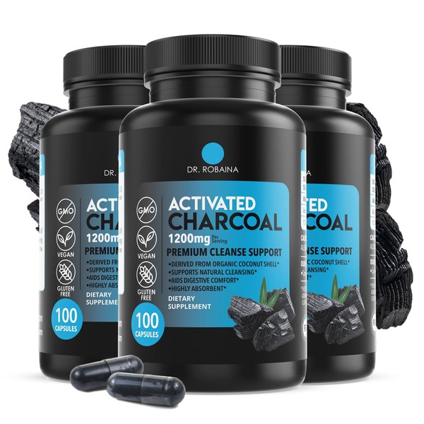 Dr. Robaina Activated Charcoal Capsules - 1200 mg Natural Detox
