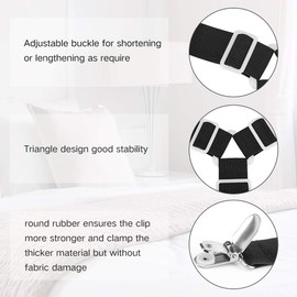 Bed Sheet Starps Fasteners, 8 PCS Adjustable Triangle Elastic Suspenders Gripper Holder Straps Clip for Bed Sheets, Mattress Covers, Sofa Cushion