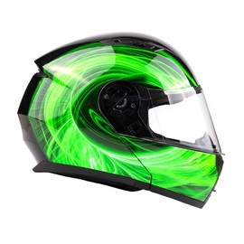 Typhoon TH158 Adult Modular Motorcycle Helmet DOT Dual Visor Full Face Flip-up - Green XL