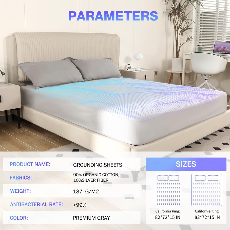 Grounding Sheets Queen Size, Earth Grounded Fitted Bed Sheet with