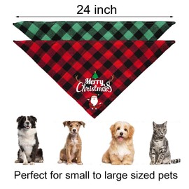 JOTFA 2 Pack Christmas Dog Bandanas, Holiday Plaid Dog Puppy Christmas Bandana Scarf Christmas Dog Costume for Small Medium Large Dogs Pets